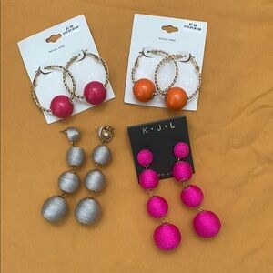 Bold Pink and Gold Hoop Earrings